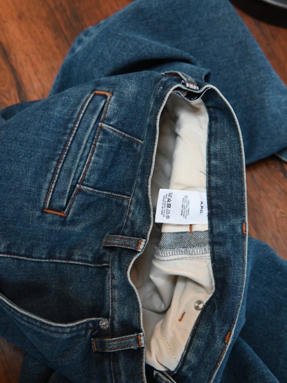 A.P.C. High-Rise Straight-Leg Jeans in Dark Blue - Picture 6 of 6